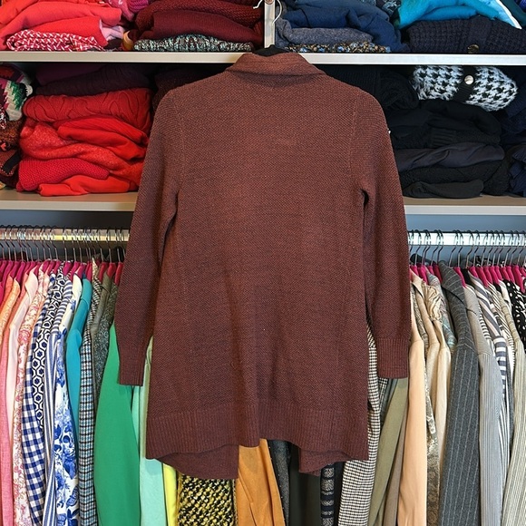 Loft maroon with metallic threads long sleeve open front cardigan size XSP - Picture 3 of 3